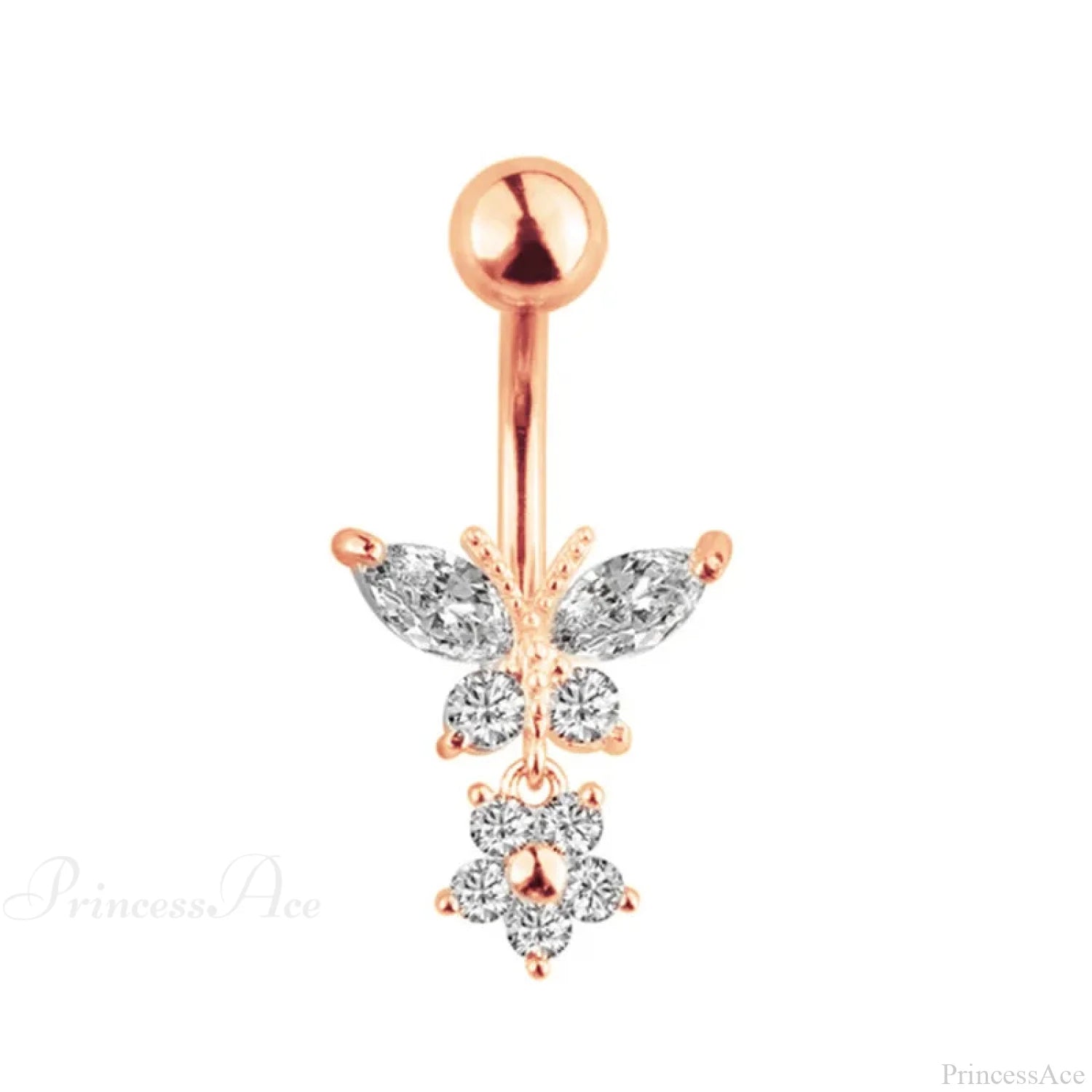 Crystal Heart Pink Gothic Belly Ring gold10