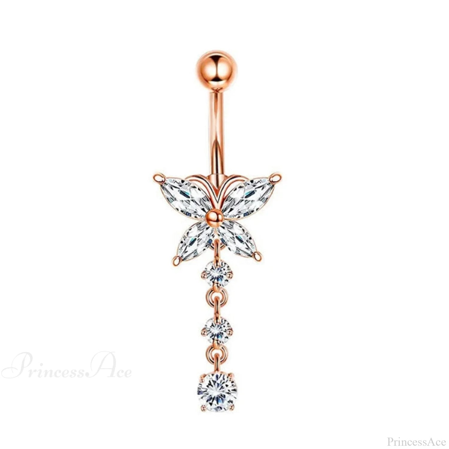 Crystal Heart Pink Gothic Belly Ring gold3