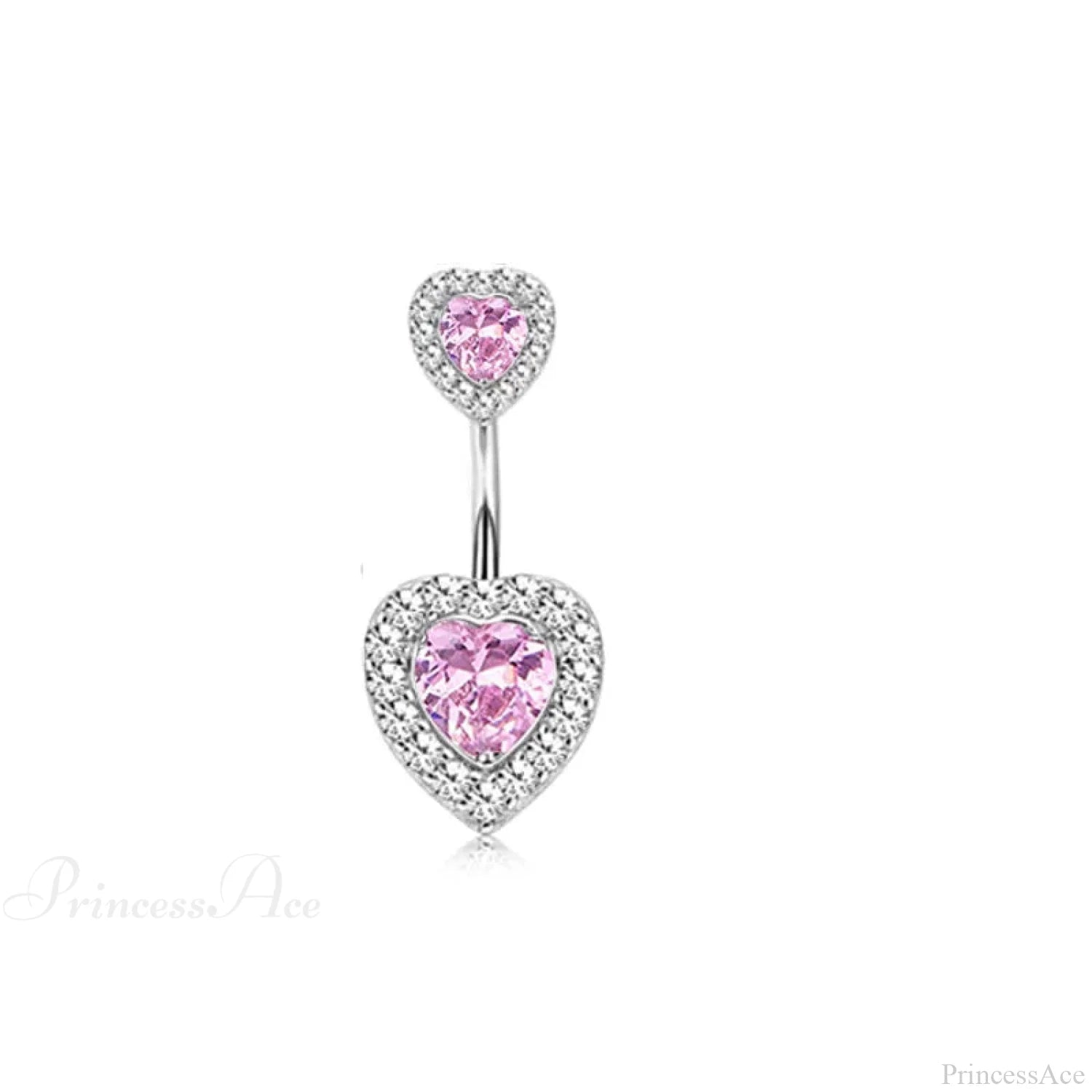 Crystal Heart Pink Gothic Belly Ring Pink6