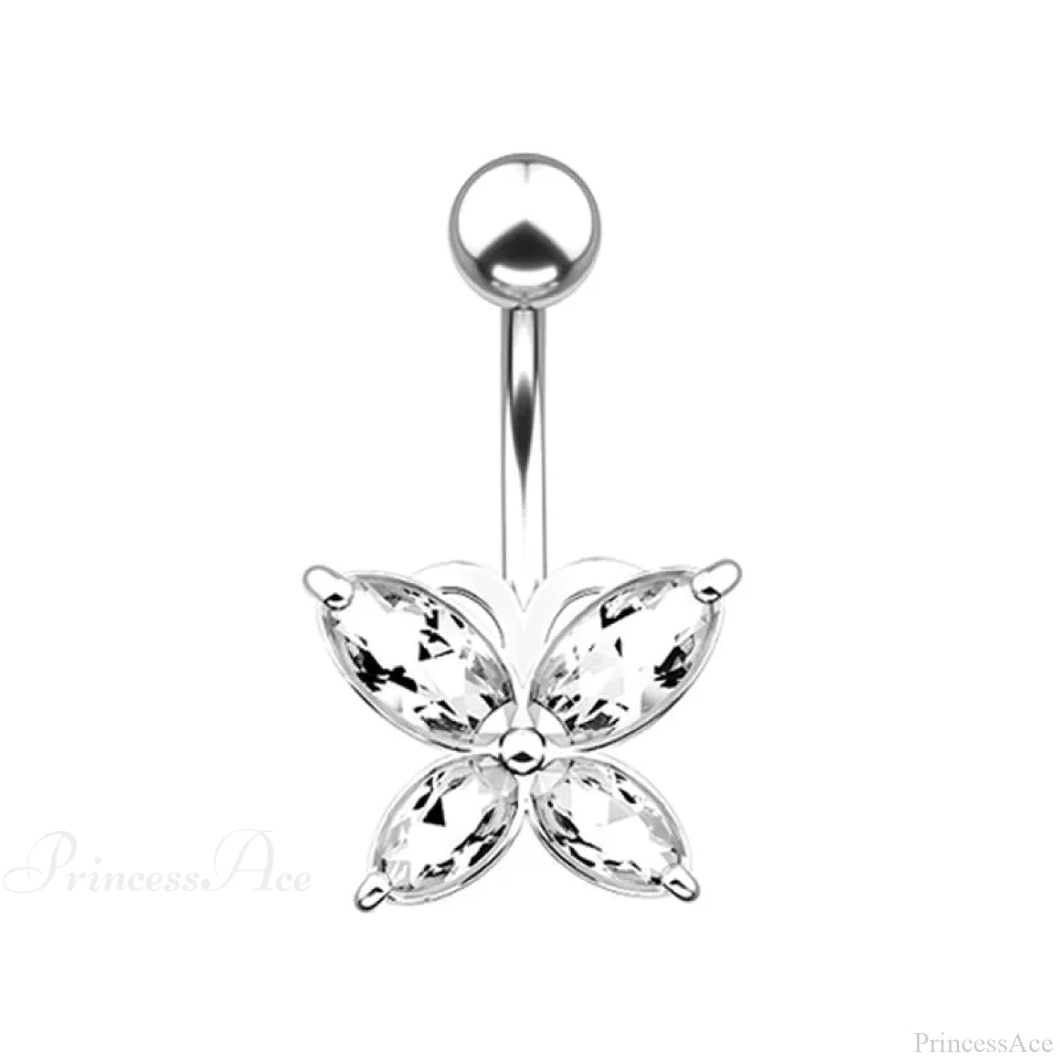 Crystal Heart Pink Gothic Belly Ring sliver1