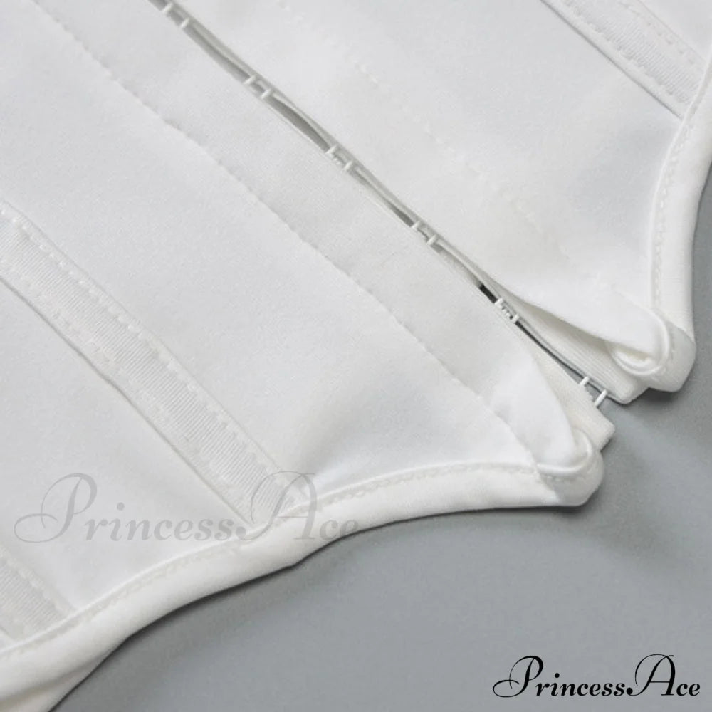 Curved Hem Lace Up Modern Halter Crop Top - Black L / White Tops