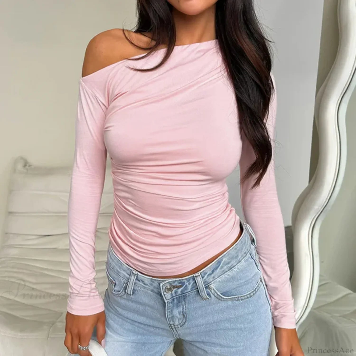 Custom Design Casual Boat Neck Off Shoulder Slim Crop Knit Top knittop-250126