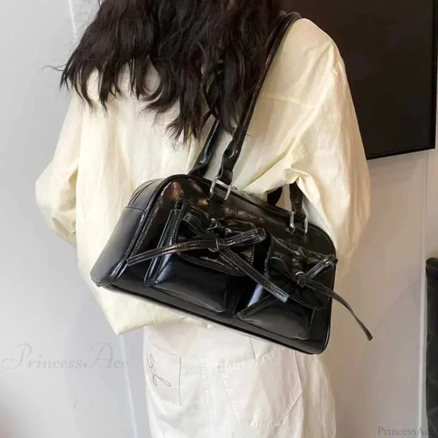 Cute Bow Tie PU Leather Underarm Shoulder Bag shoulder-250126