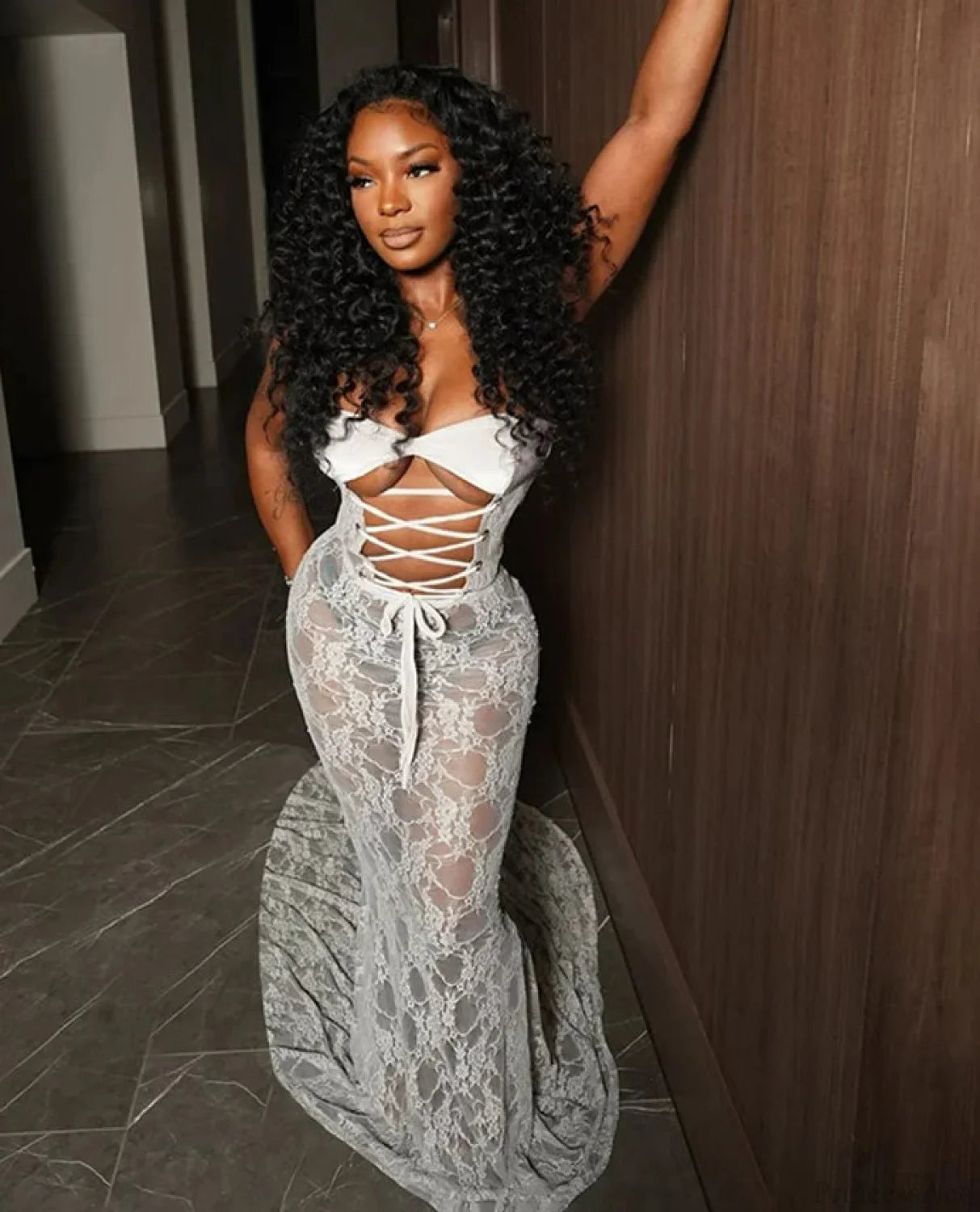 Cutenew Lace Patchwork Maxi Party Dress White / S Partydress-241208