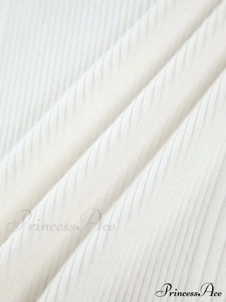 Cutout Split Beads Trendy Detail Ribbed Knit Top Sweaters-L