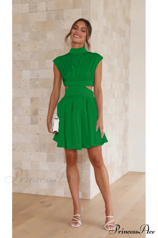 Cutout Waist Stylish Vacation Mini Dress