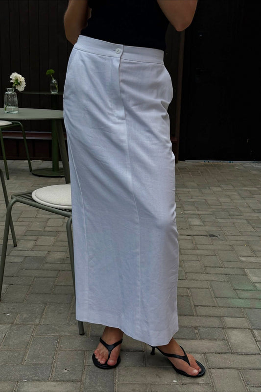 Cotton Straight White Maxi Skirt