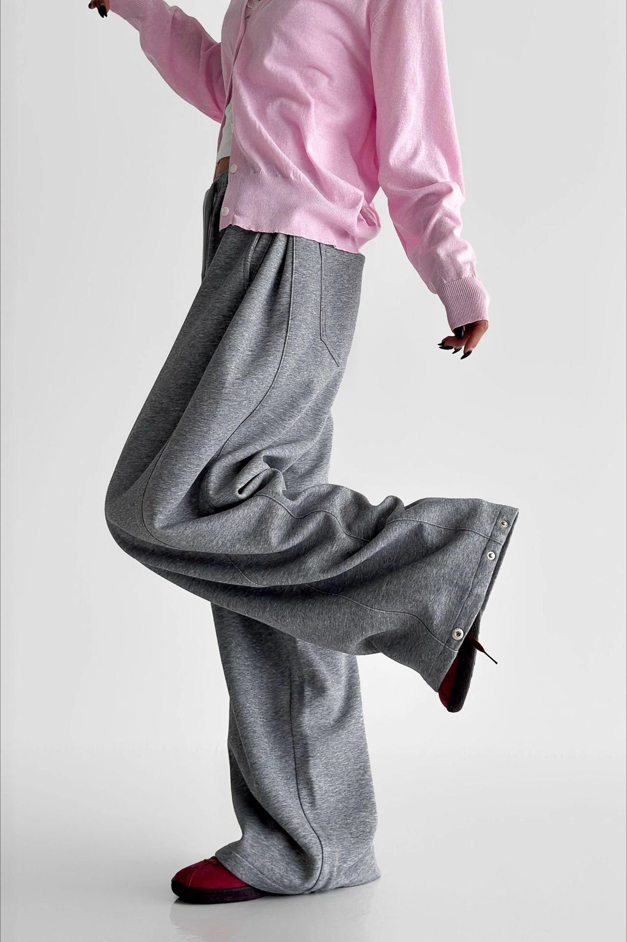 Elastic High-Waist Drawstring Wide Pants