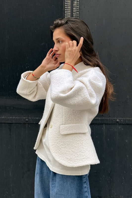Textured Cocoon Sleeve Blazer