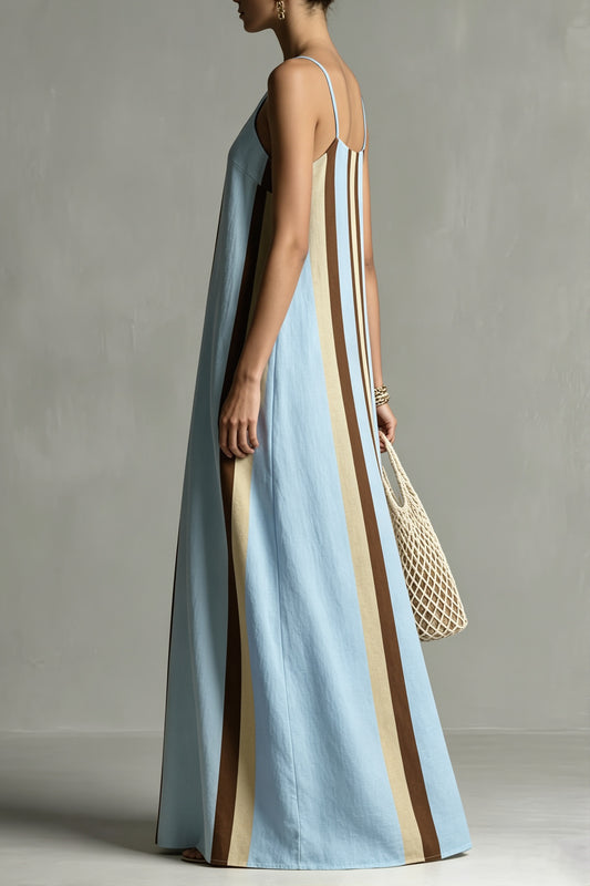 Vertical Stripe Swing Maxi Dress