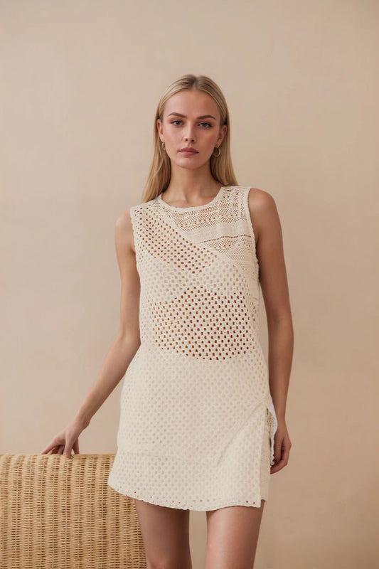 Urlaubsüberwurf aus Strick mit Hohlsaum