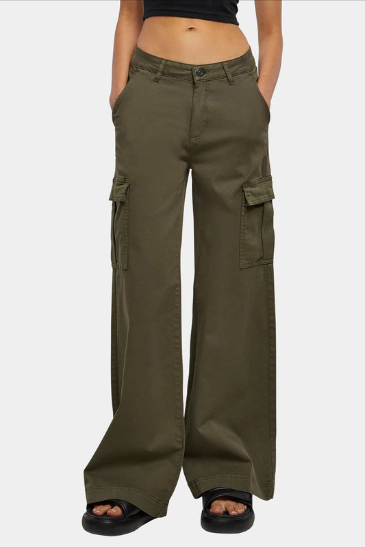 Cargohose mit hoher Taille und Kordelzugtasche