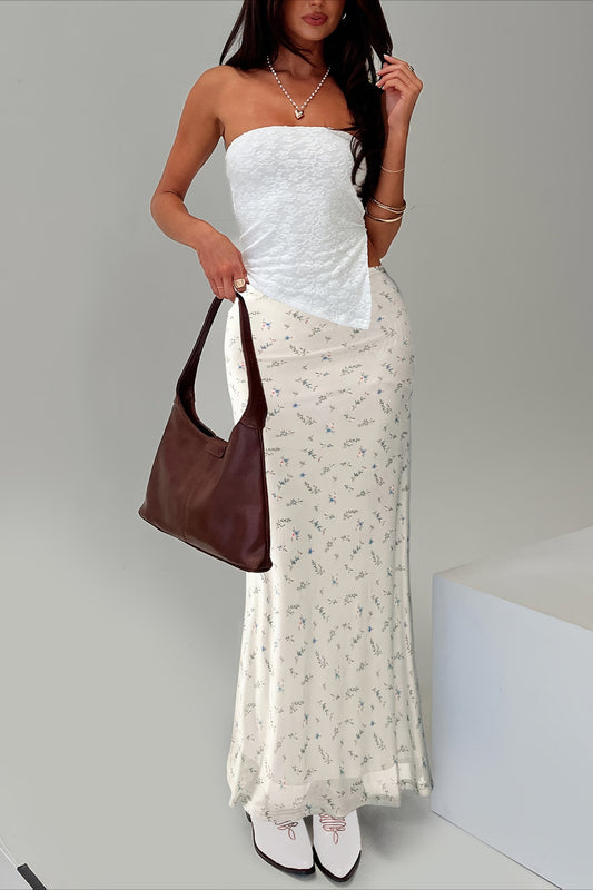 Geblümter Chiffon-Meerjungfrauen-Maxirock