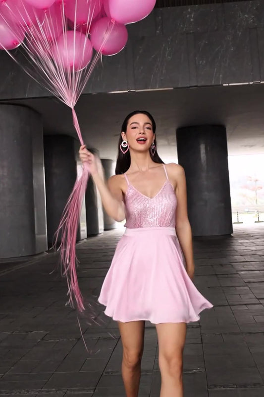 Rückenfreies Camisole-Partykleid mit Pailletten 