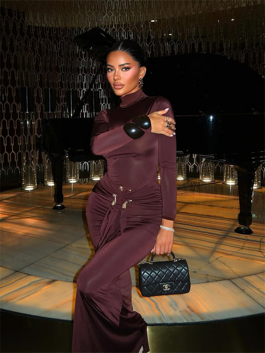 Einfarbiges, figurbetontes Partykleid mit Metallic-Akzent