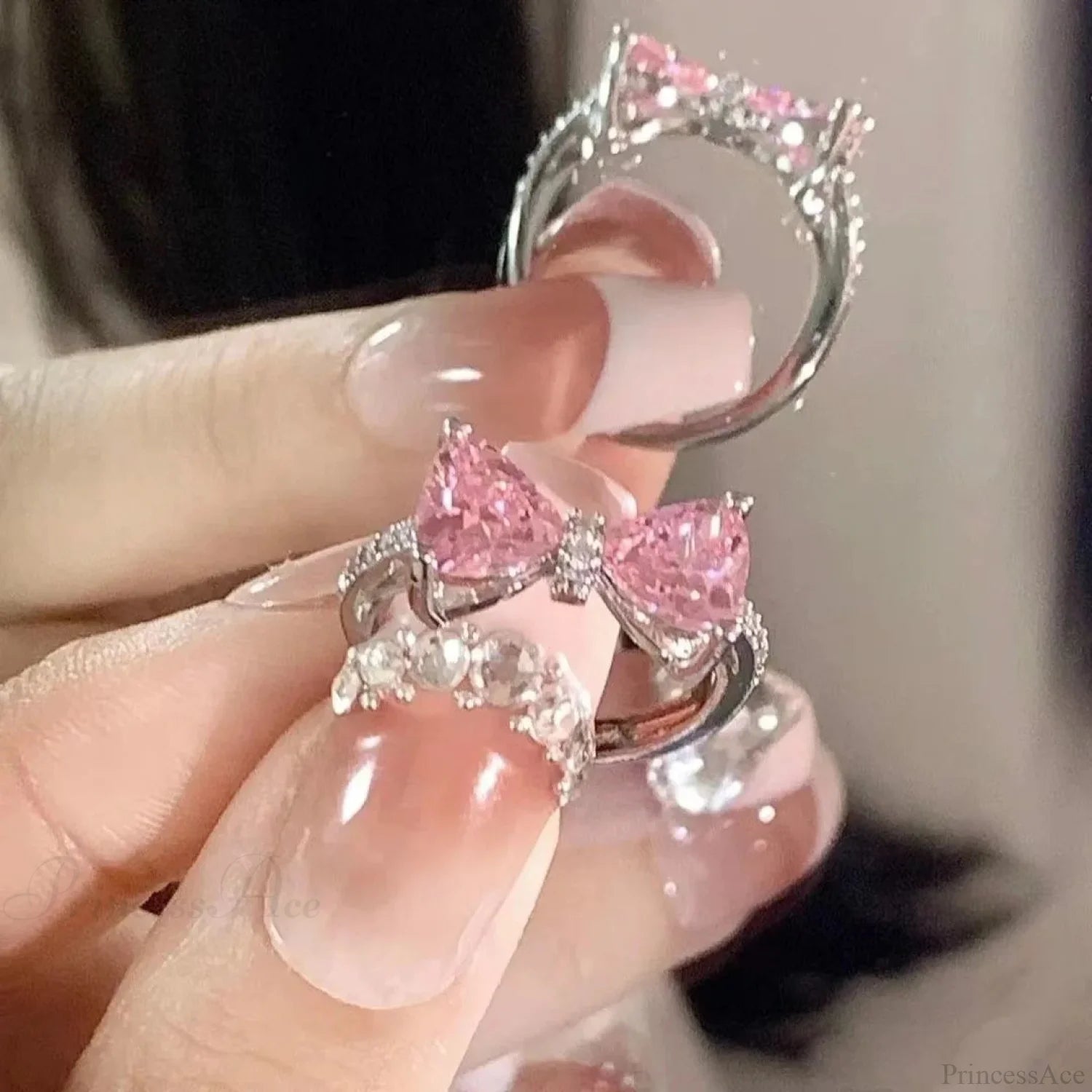 Dark Animal Butterfly Zircon Star Ring sliver1