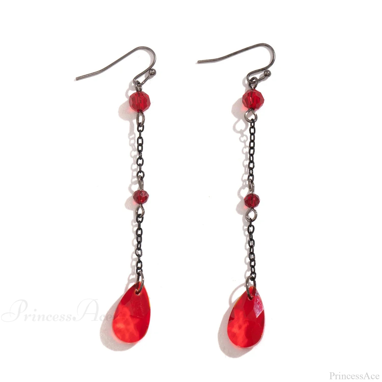 Dark Black Crystal Long Fringe Drop Earring