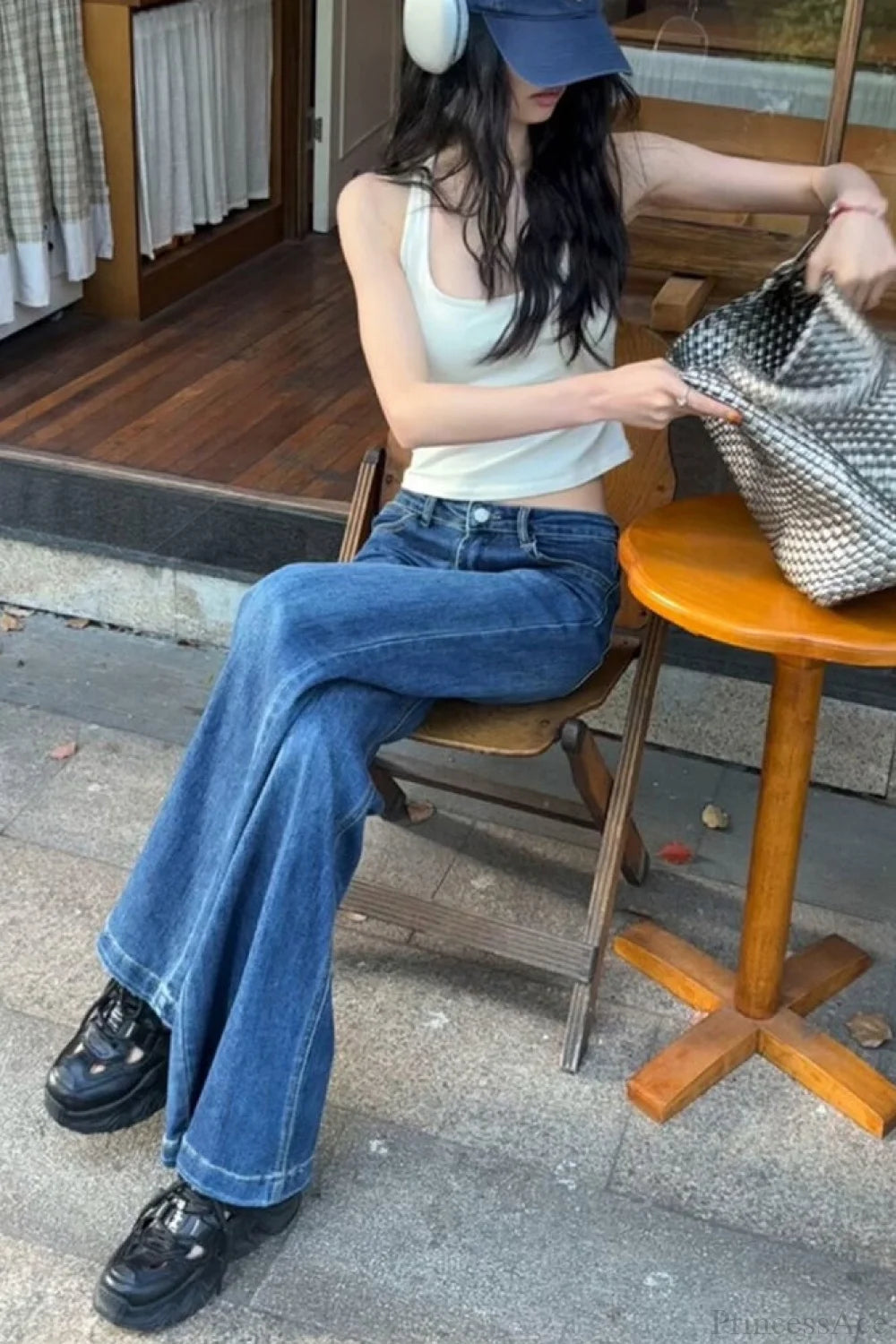 Dark Blue Low Rise Bootcut Jeans