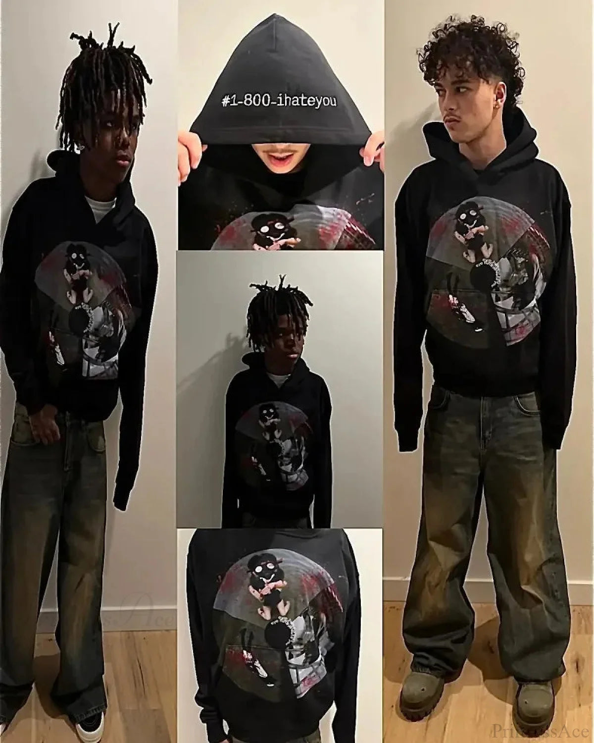 Dark Cartoon Letter Huge Hoodie