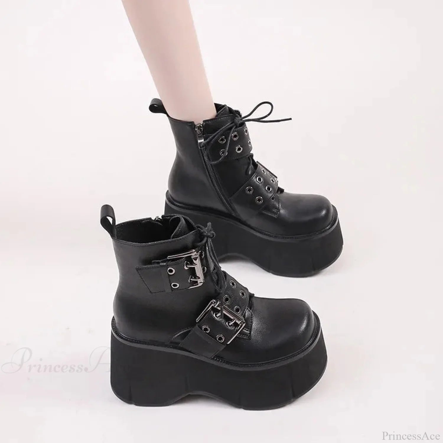 Dark Chunky Elevated Women Ankle Boot