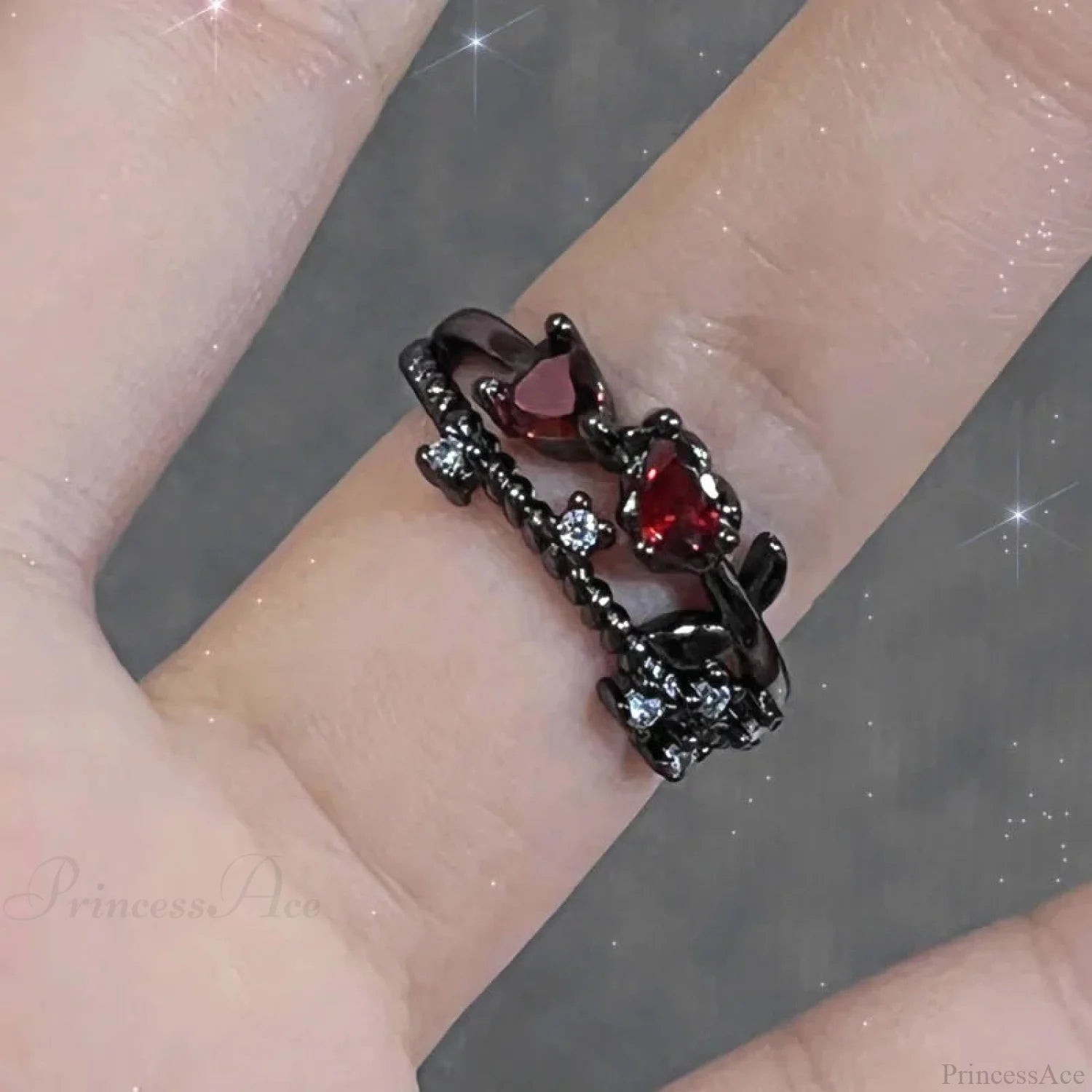 Dark Crimson Crystal Arachnid Celestial Band red5