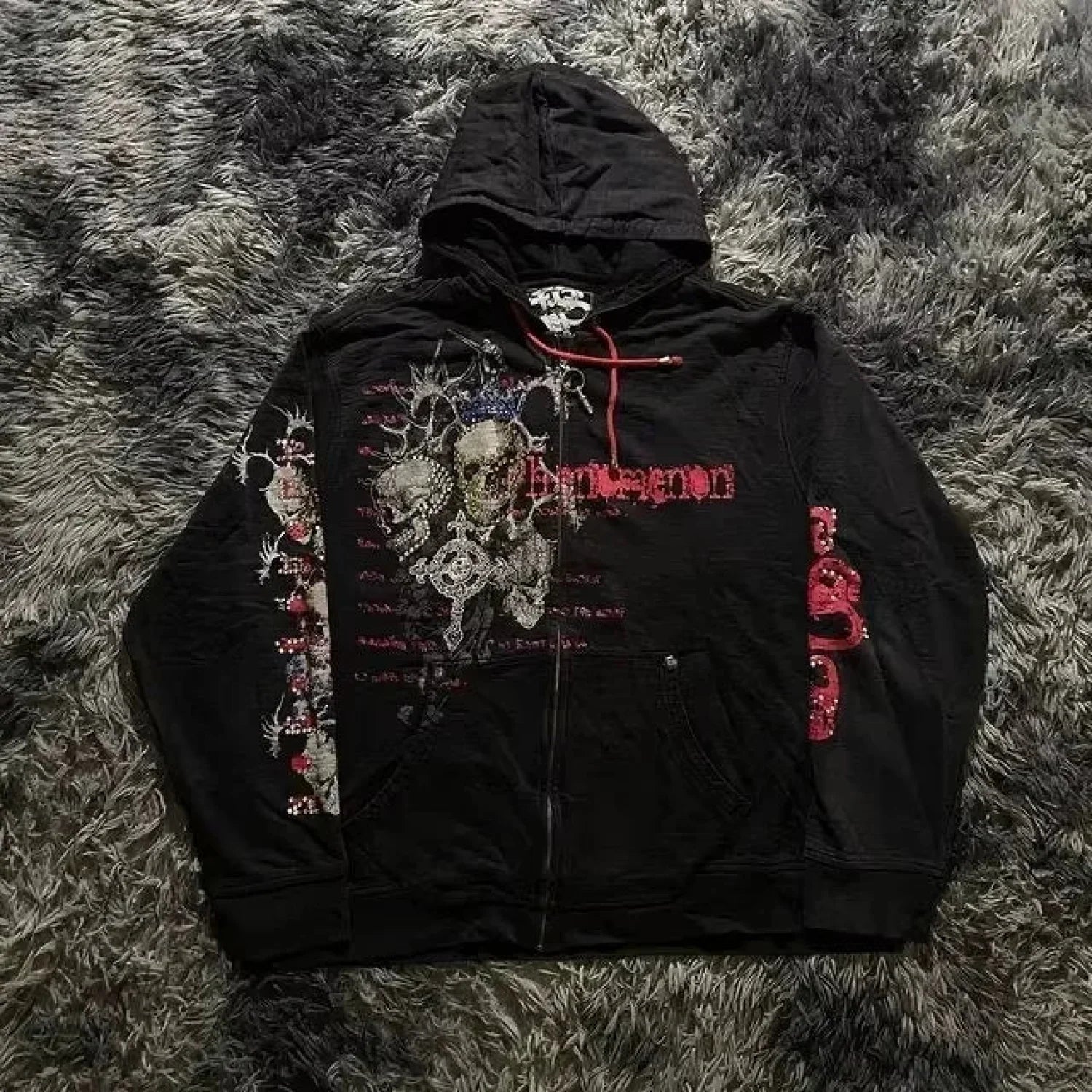 Dark Crimson Oversize Zipper Hoodie black5 / M