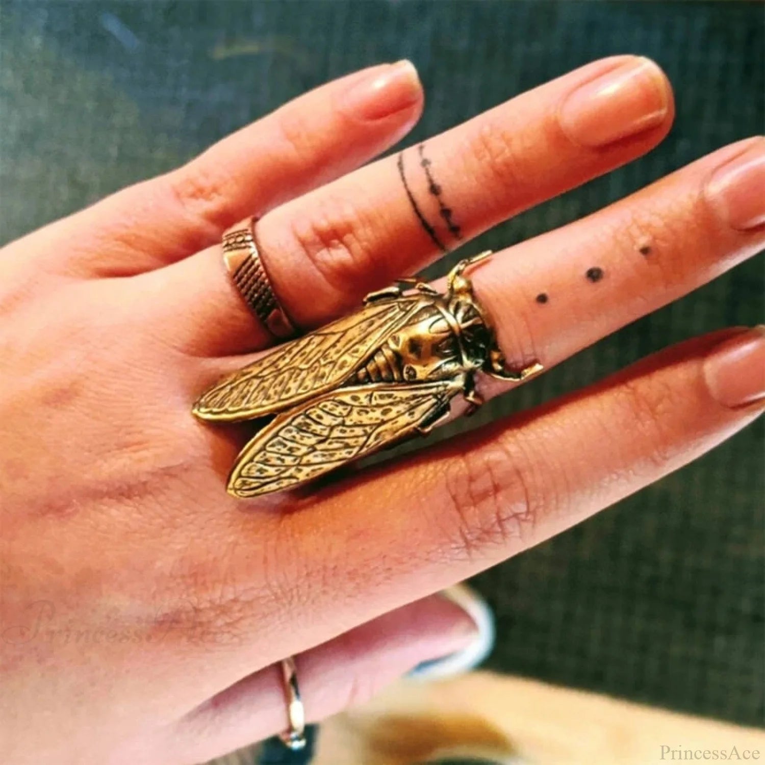 Dark Cross Crown Heart Ring