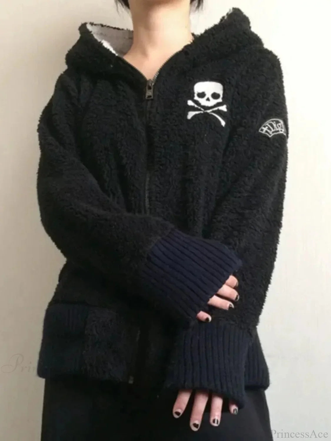 Dark Cross Skull Zipper Hoodie