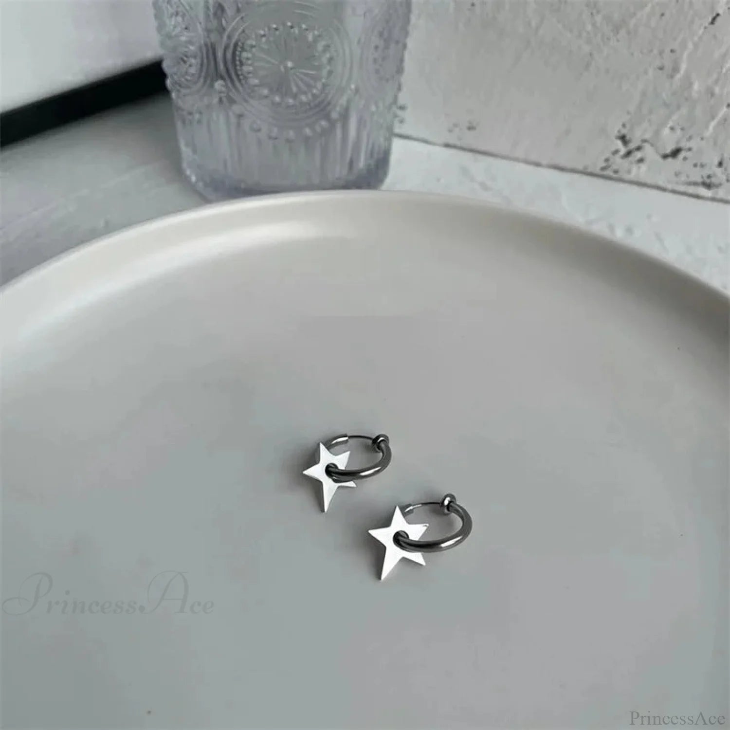 Dark Demon Wings Cross Chain Stud Earring silver