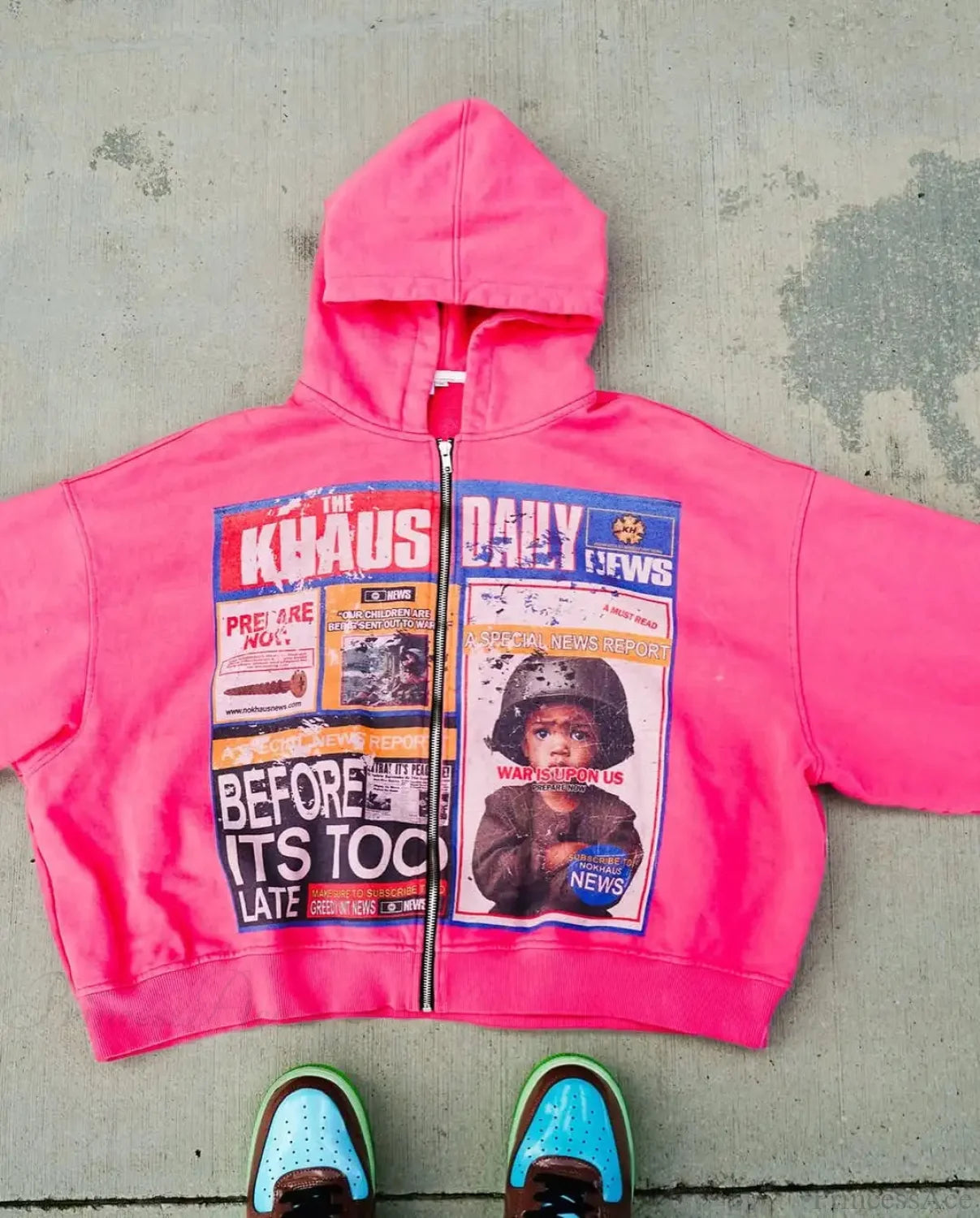 Dark Demonic Destroyer Zip Hoodie Pink / S