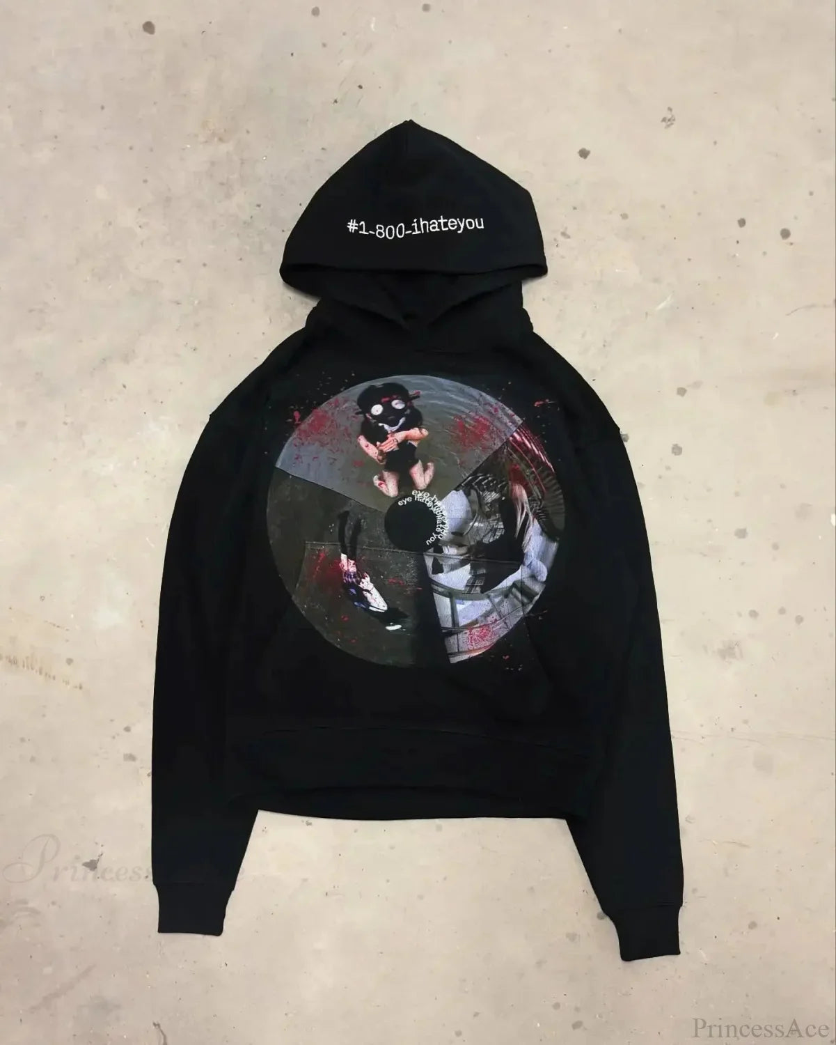 Dark Dirty Pictorial Print Hoodie black5 / M