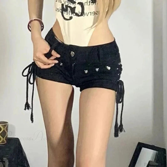 Dark Elevated Waist Denim Short Black / S