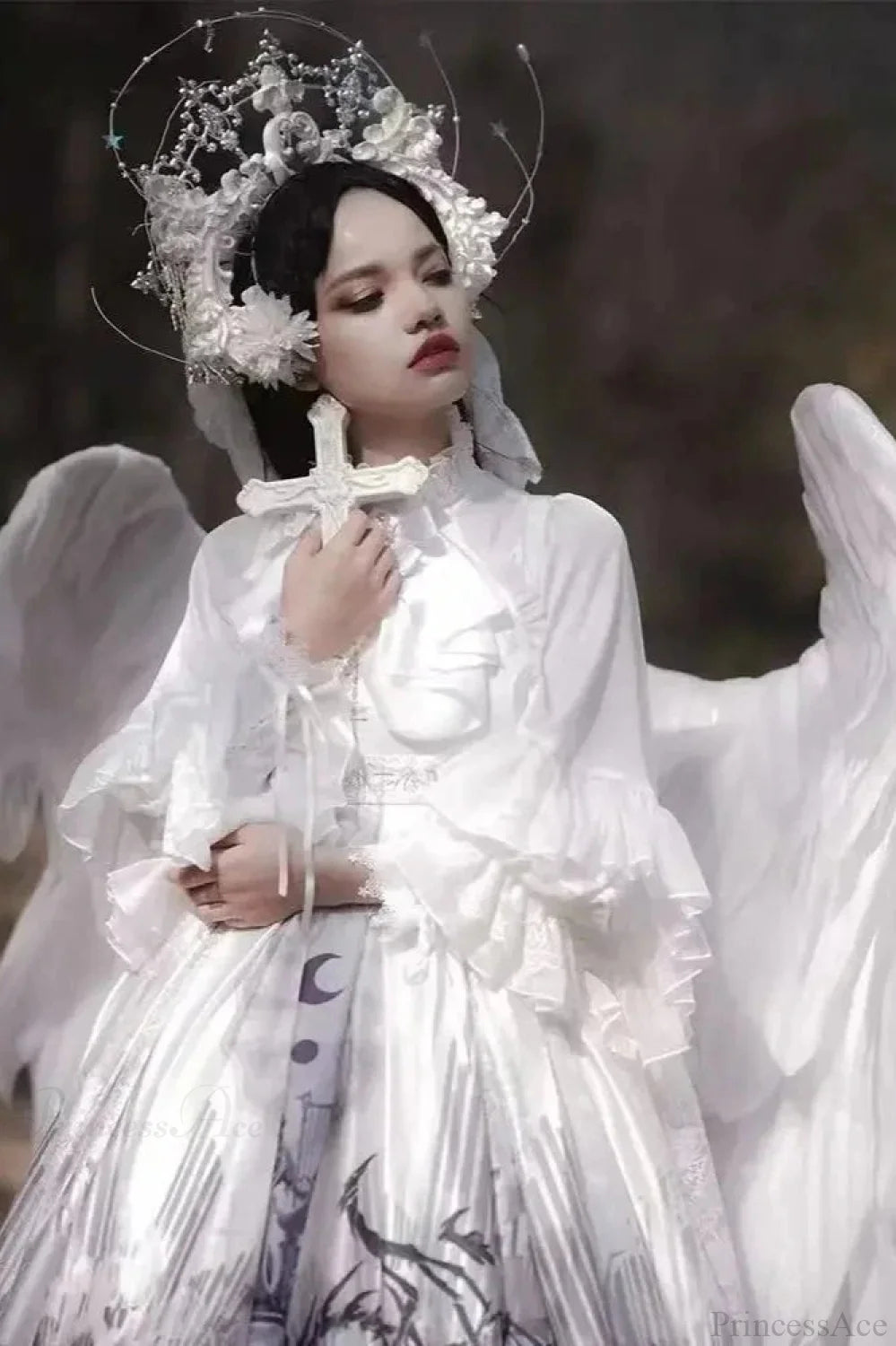 Dark Frill Batwing Sleeve Top