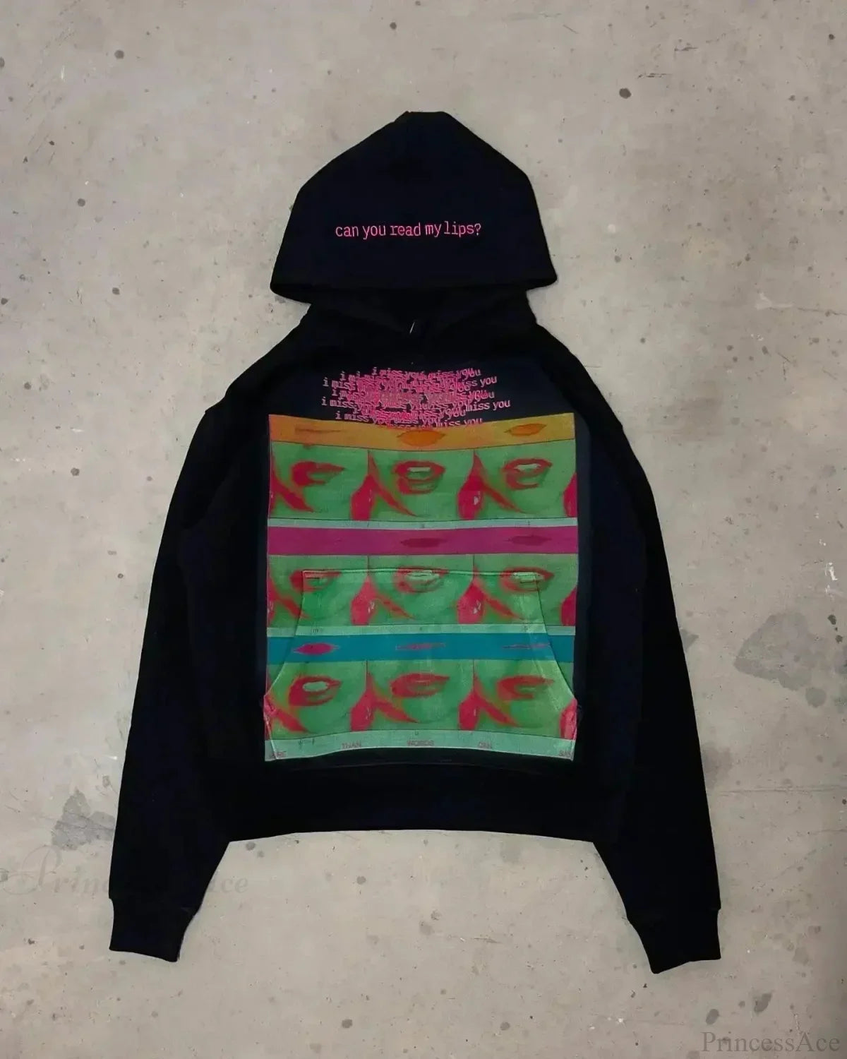 Dark Informal Print Oversized Hoodie Black3 / M