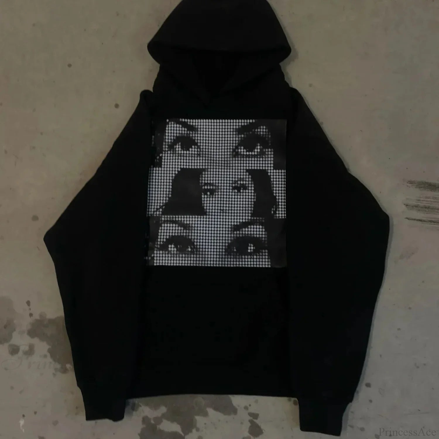 Dark Informal Print Oversized Hoodie Black6 / M