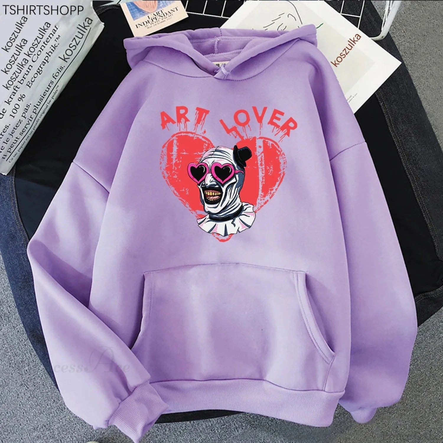 Dark Jester Graphic Pullover Hoodie purple / XS