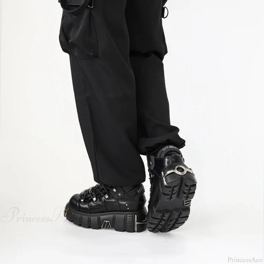 Dark Lace-Up Elevated Ankle Sneaker