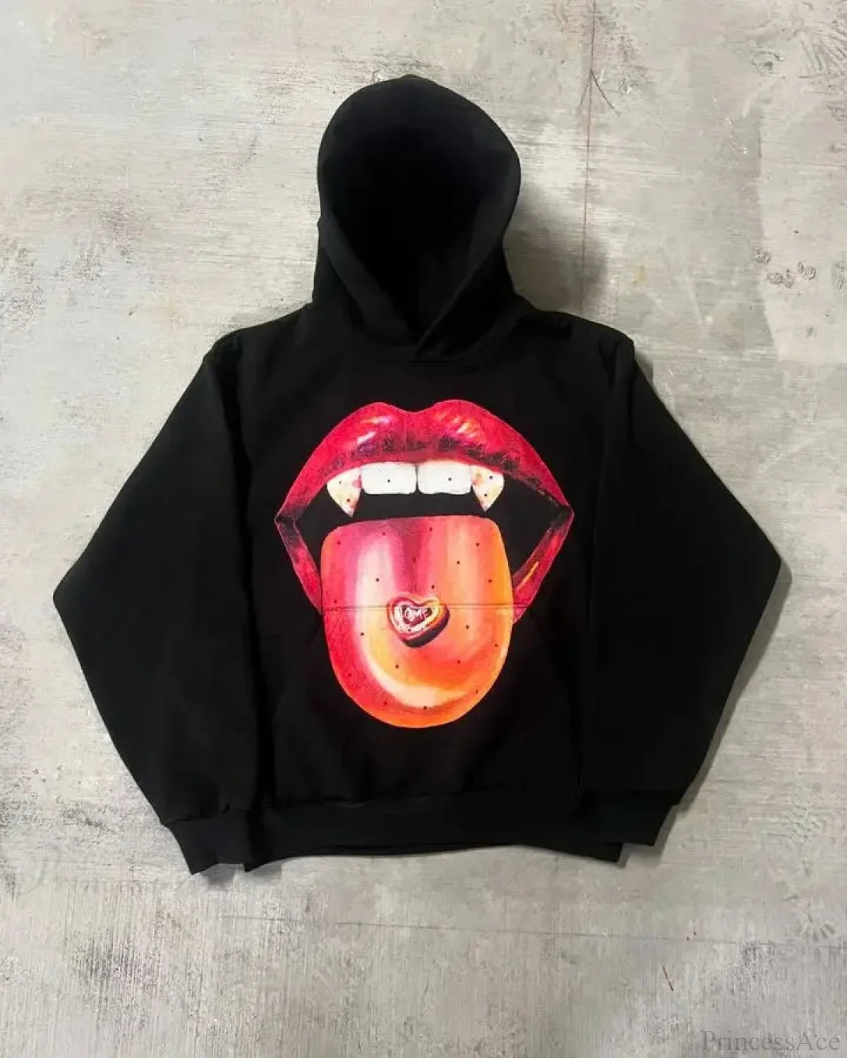 Dark Lips Visual Pullover Hoodie black2 / S