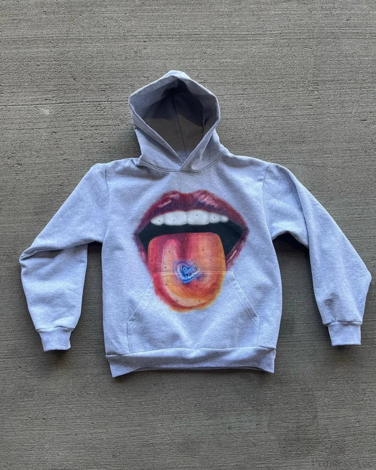 Dark Lips Visual Pullover Hoodie white / S