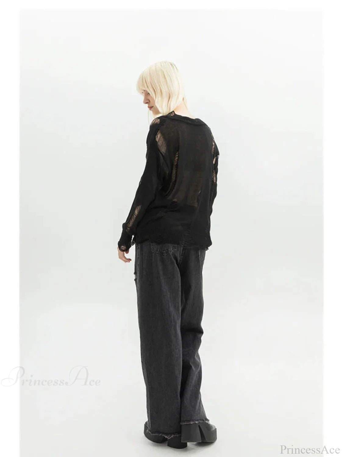 Dark Medieval 90s Style Denim Trouser Black / S