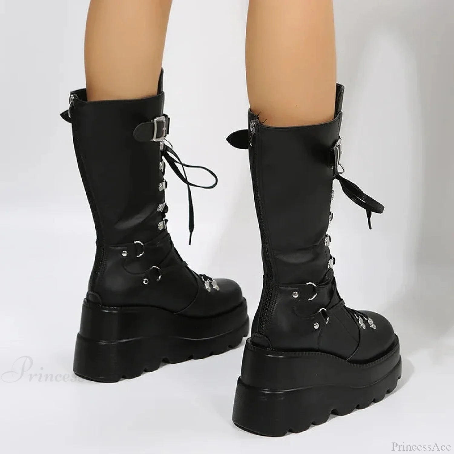 Dark Platform Motorcycle Rivet Battle Gothic Boot