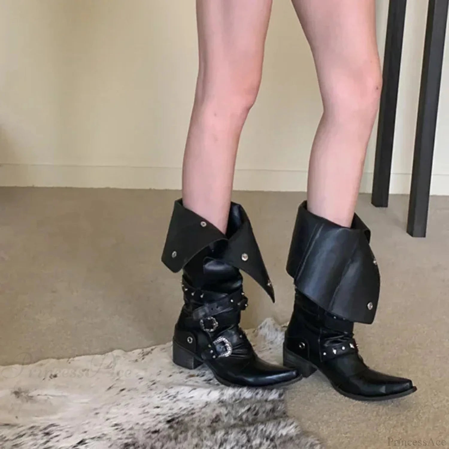 Dark Rebel Thigh High Gothic Motorbike Boot