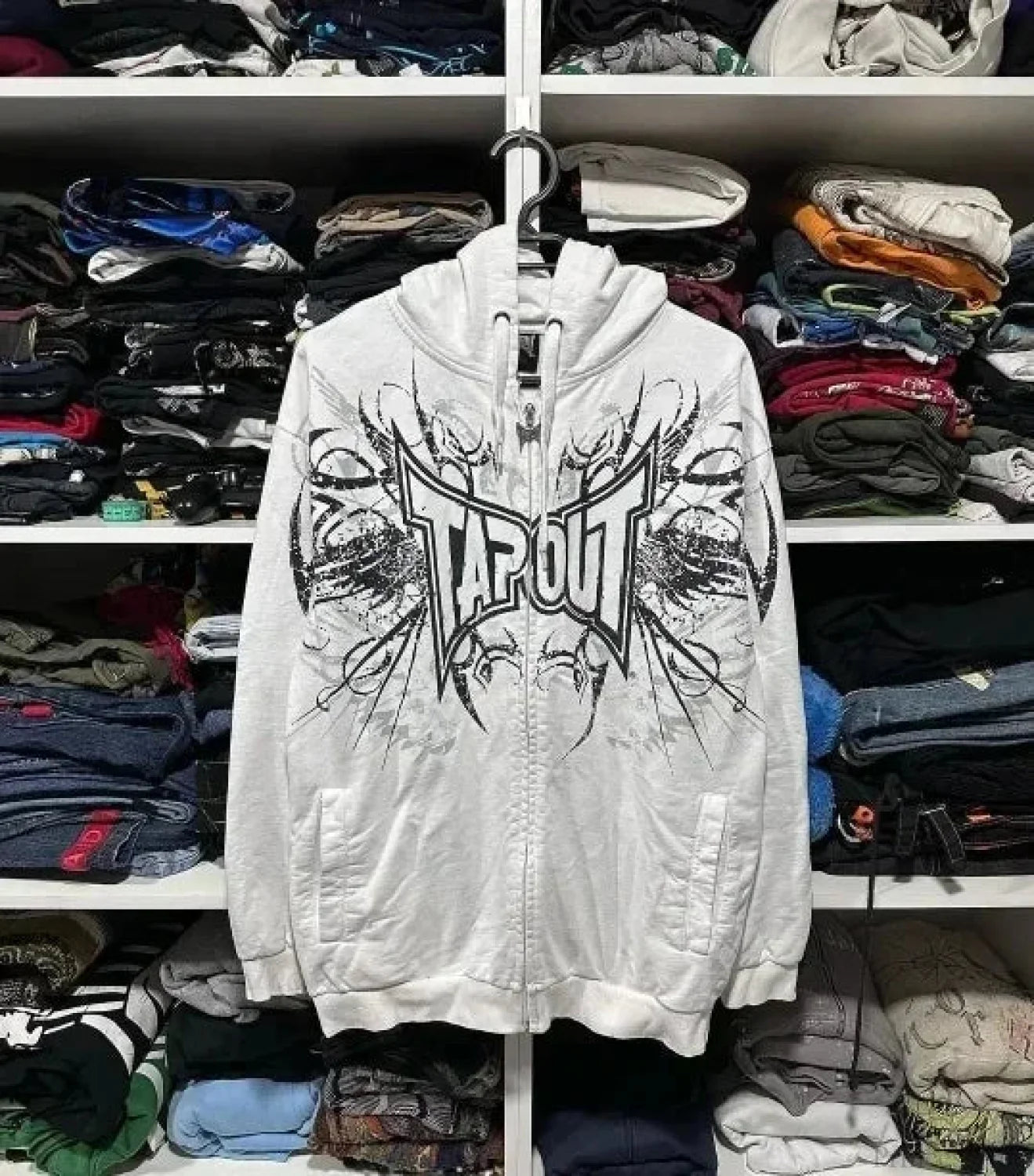 Dark Skull Design Zip Hoodie white / S