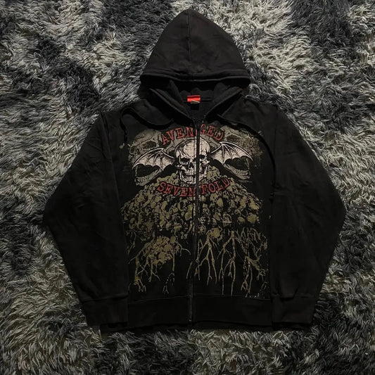 Dark Skull Design Zip Hoodie white2 / M