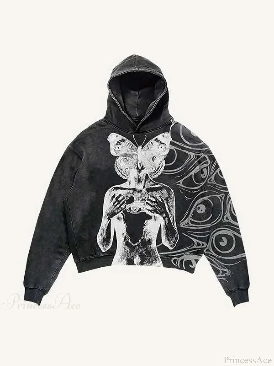 Dark Skull Print Oversized Hoodie black5 / M