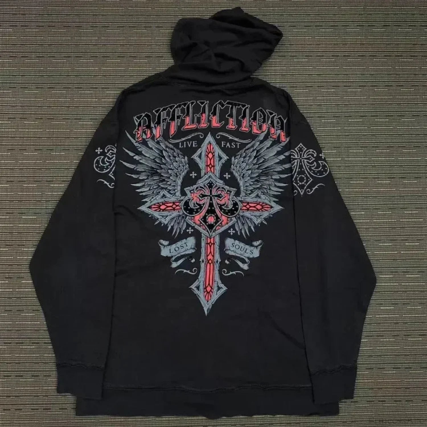 Dark Skull Print Rebel Hoodie black6 / S