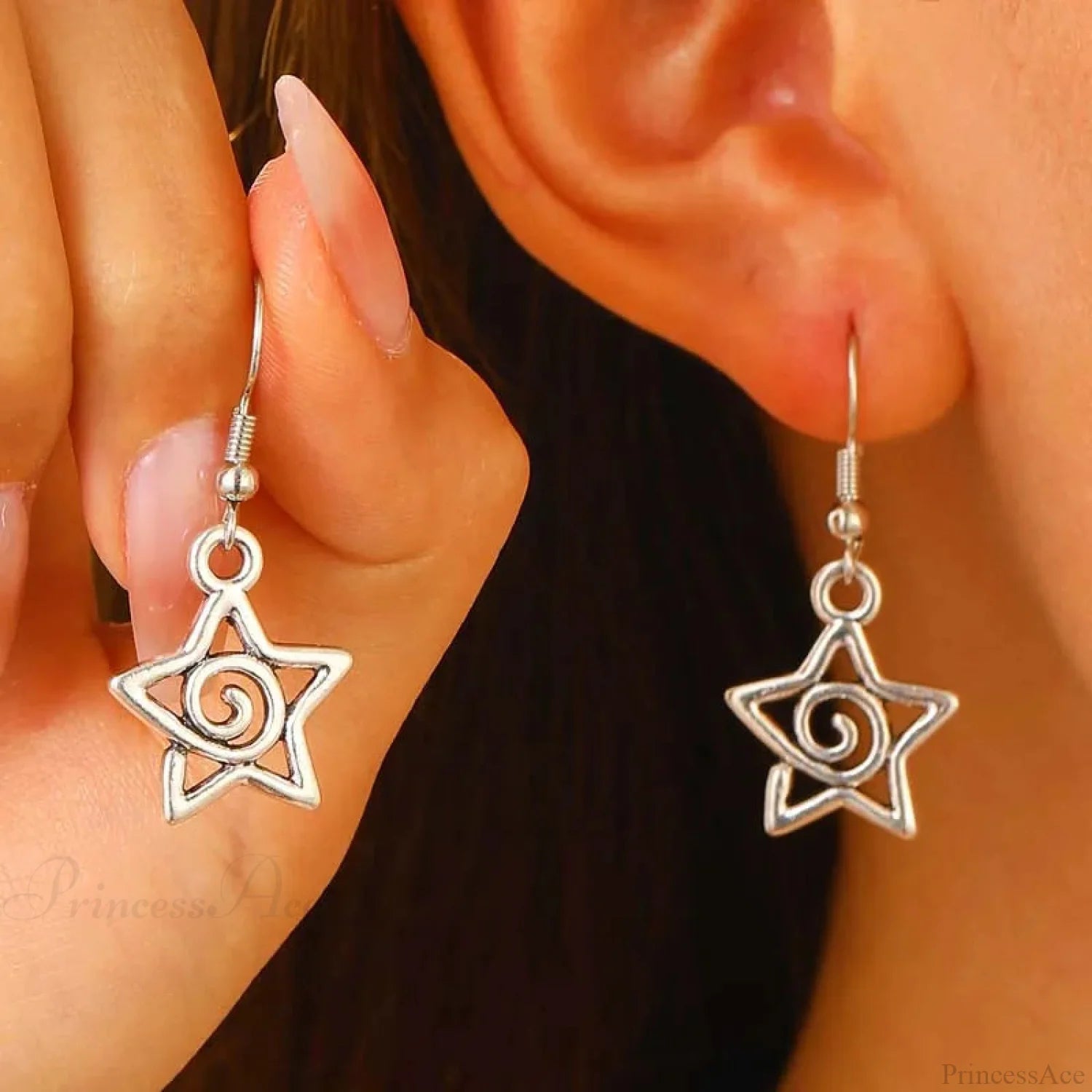 Dark Spiky Ebony Flow Oil Love Earring Silver