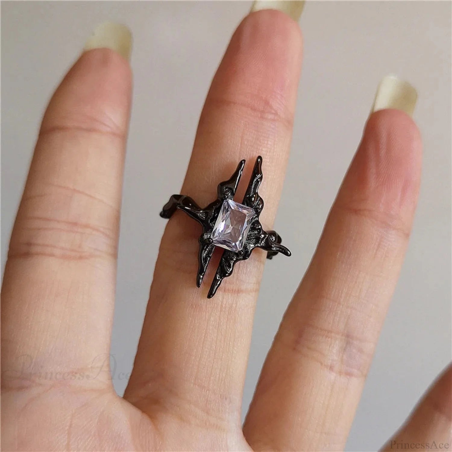 Dark Thorny Rose Pair Ring black11