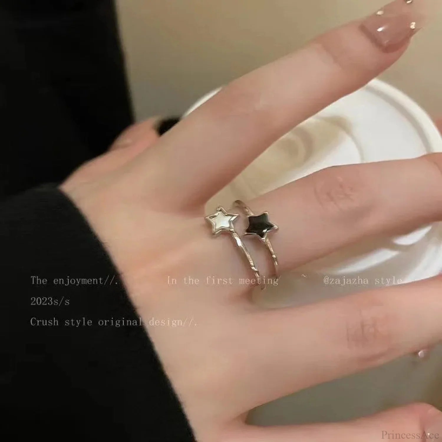 Dark Thorny Rose Pair Ring black12