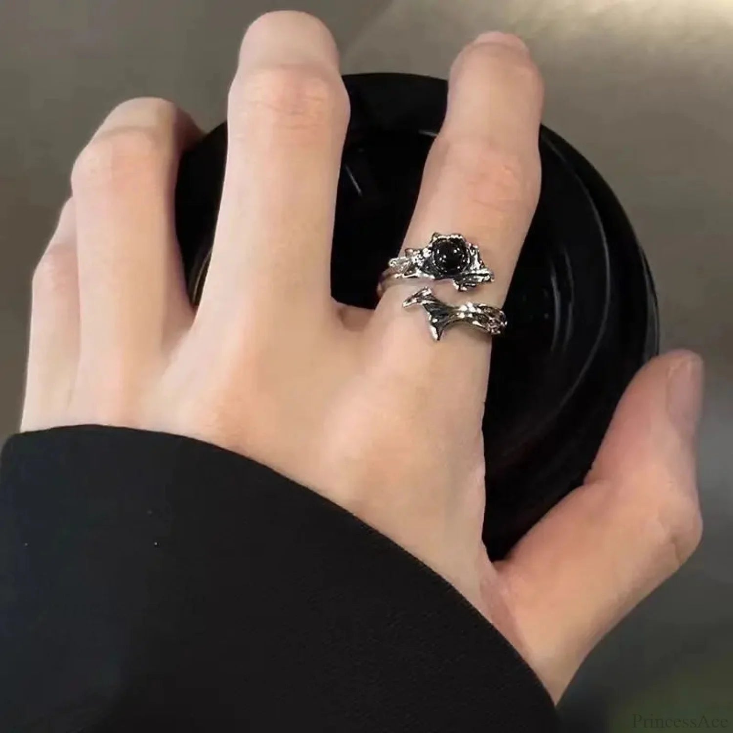 Dark Unpredictable Jewel Ring 06 black